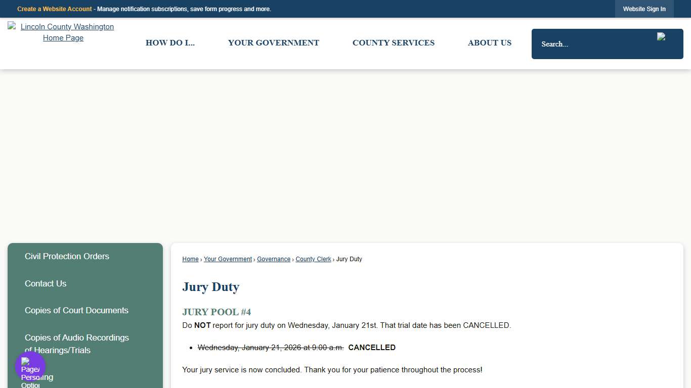 Jury Duty | Lincoln County, WA