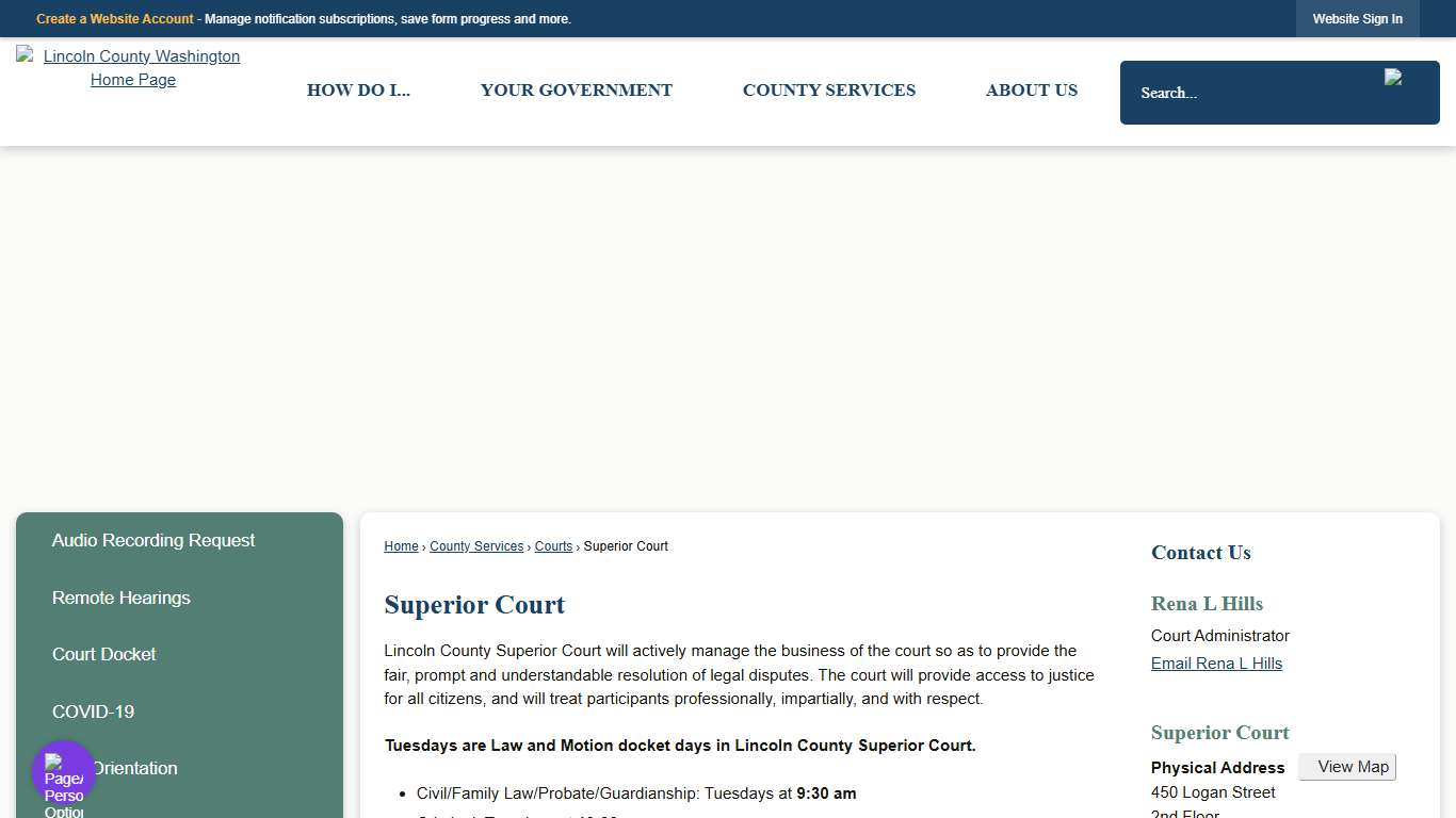 Superior Court | Lincoln County, WA