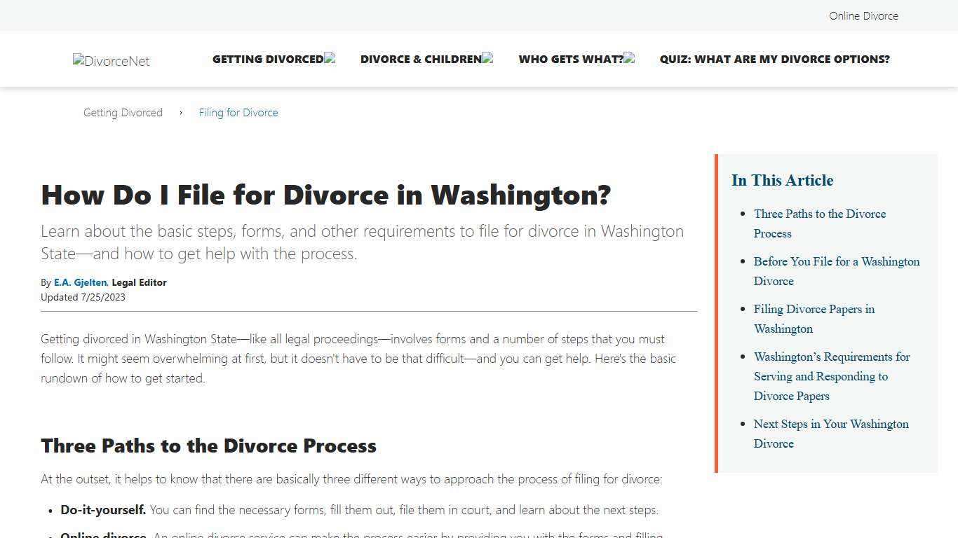 Filing for Divorce in Washington